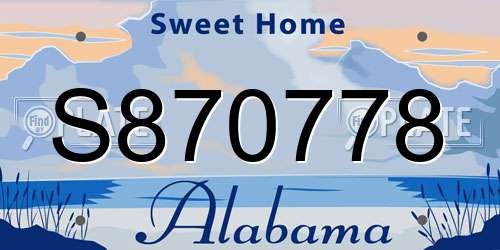 S870778 Alabama License Plate