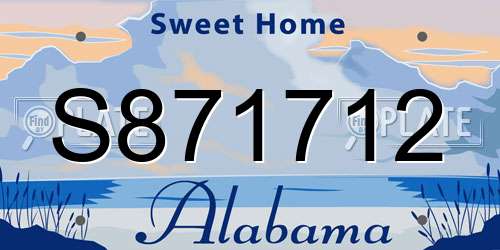 S871712 Alabama License Plate