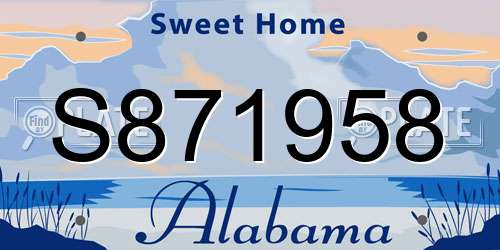 S871958 Alabama License Plate