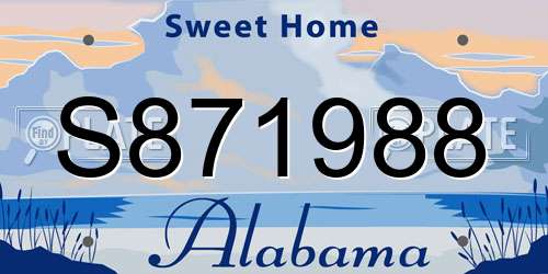 S871988 Alabama License Plate
