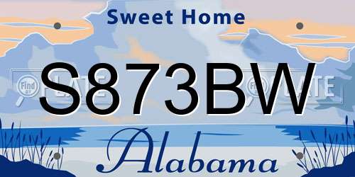 S873BW Alabama License Plate