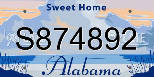 S874892 Alabama License Plate