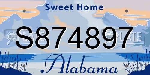 S874897 Alabama License Plate