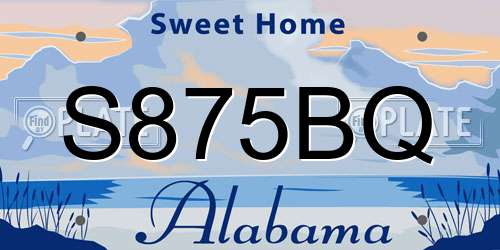 S875BQ Alabama License Plate