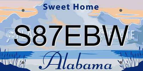 S87EBW Alabama License Plate