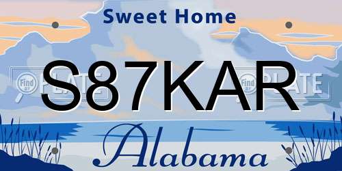 S87KAR Alabama License Plate