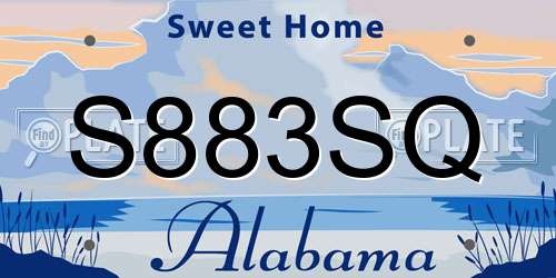 S883SQ Alabama License Plate
