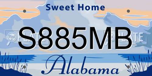 S885MB Alabama License Plate