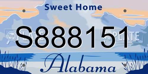 S888151 Alabama License Plate