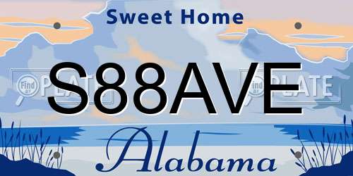 S88AVE Alabama License Plate