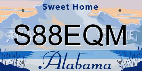 S88EQM Alabama License Plate