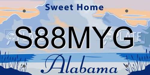S88MYG Alabama License Plate