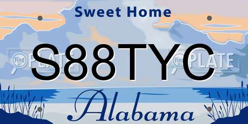 S88TYC Alabama License Plate