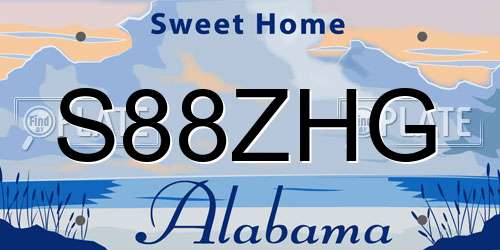 S88ZHG Alabama License Plate
