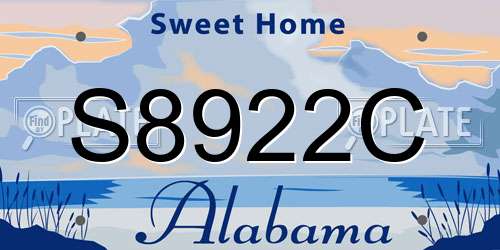 S8922C Alabama License Plate