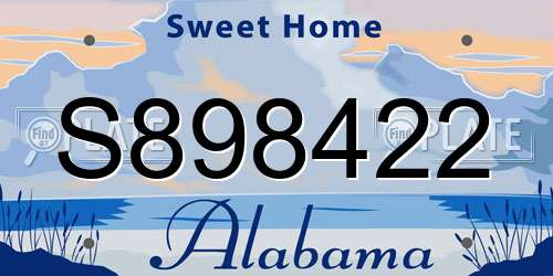 S898422 Alabama License Plate