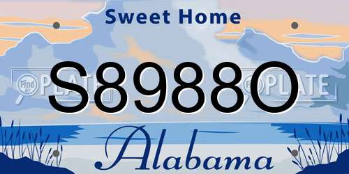 S8988O Alabama License Plate