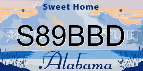S89BBD Alabama License Plate