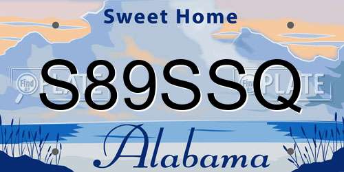 S89SSQ Alabama License Plate