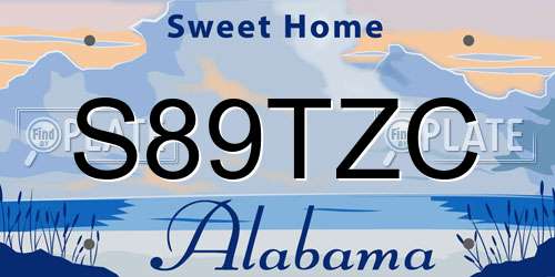 S89TZC Alabama License Plate