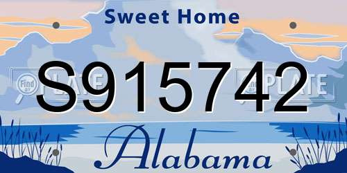 S915742 Alabama License Plate