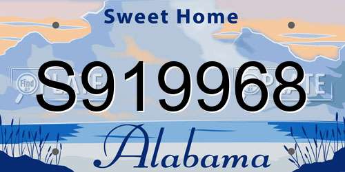S919968 Alabama License Plate