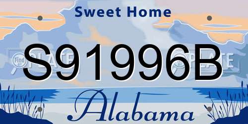 S91996B Alabama License Plate
