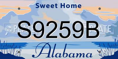 S9259B Alabama License Plate