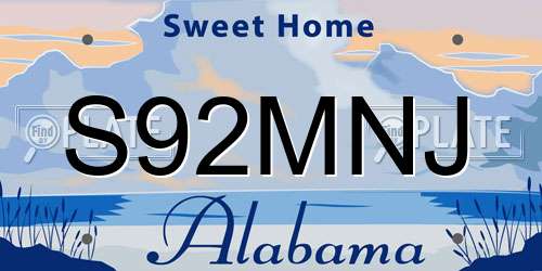 S92MNJ Alabama License Plate