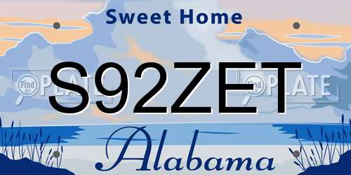 S92ZET Alabama License Plate