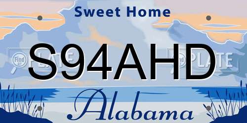 S94AHD Alabama License Plate