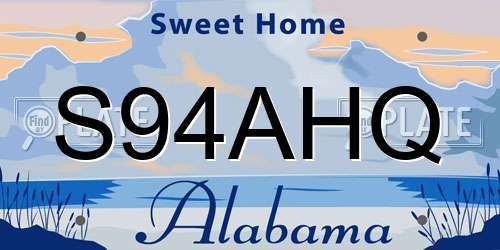 S94AHQ Alabama License Plate