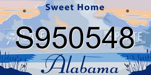 S950548 Alabama License Plate