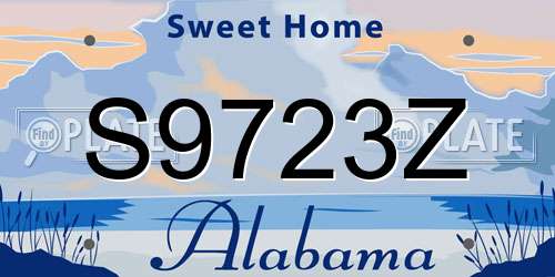 S9723Z Alabama License Plate