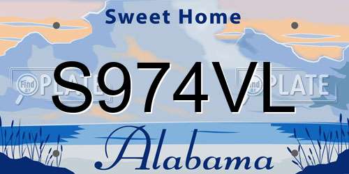 S974VL Alabama License Plate
