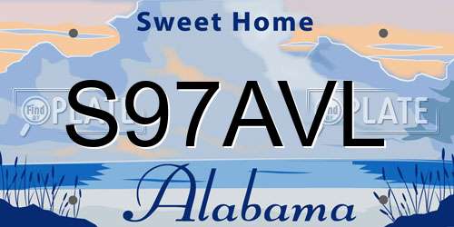 S97AVL Alabama License Plate