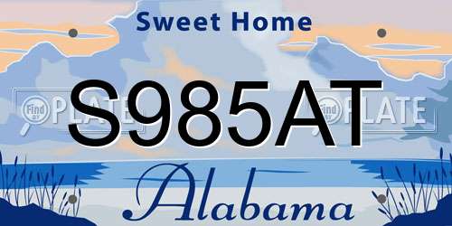 S985AT Alabama License Plate