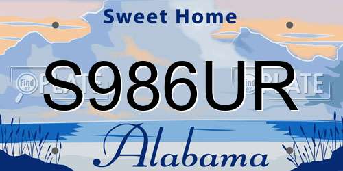 S986UR Alabama License Plate