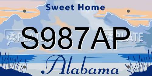 S987AP Alabama License Plate