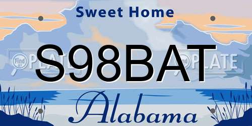 S98BAT Alabama License Plate