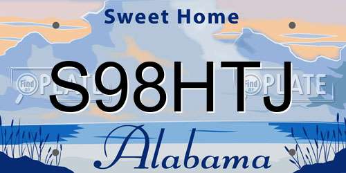 S98HTJ Alabama License Plate