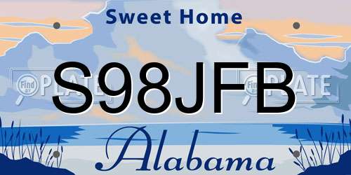 S98JFB Alabama License Plate