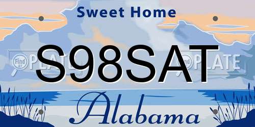 S98SAT Alabama License Plate