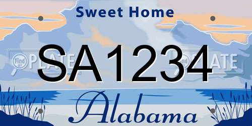 SA1234 Alabama License Plate
