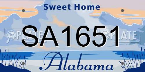 SA1651 Alabama License Plate