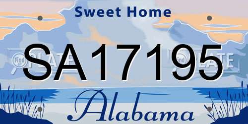 SA17195 Alabama License Plate