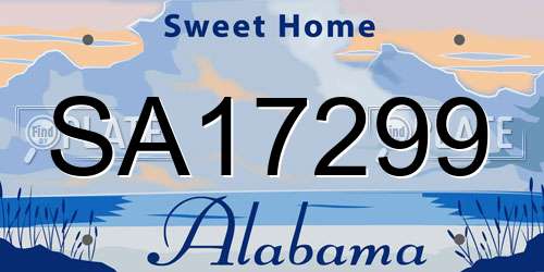 SA17299 Alabama License Plate