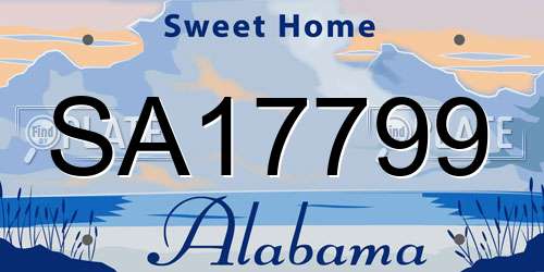 SA17799 Alabama License Plate