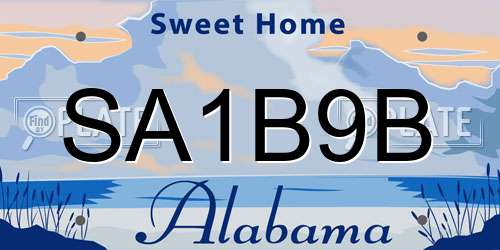 SA1B9B Alabama License Plate