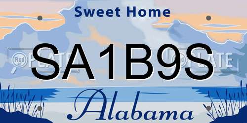 SA1B9S Alabama License Plate